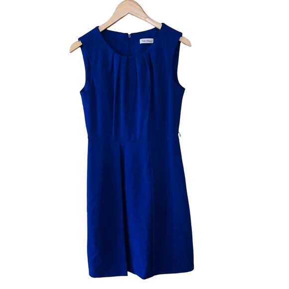 Calvin Klein sleeveless Faux Wrap Sheath Dress Size 4 Blue - Picture 1 of 9